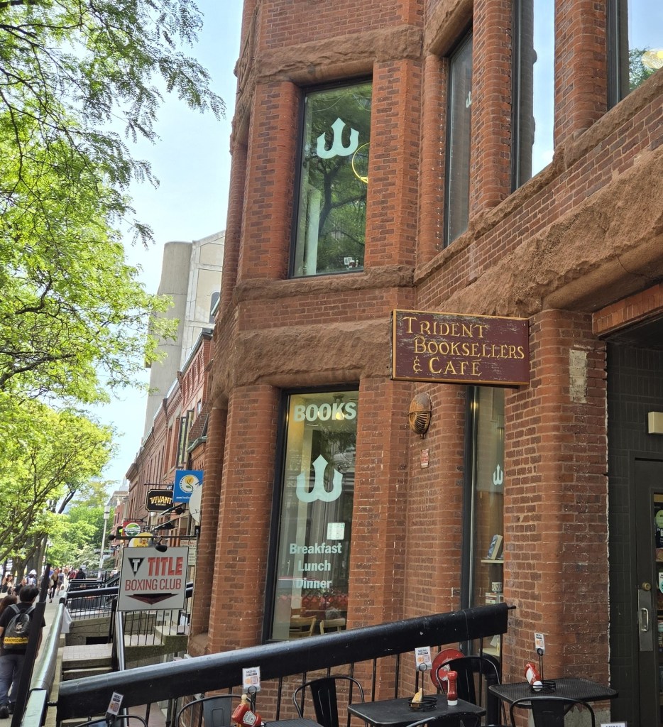 storefront exterior view Trident Booksellers and Café Newbury Street Boston